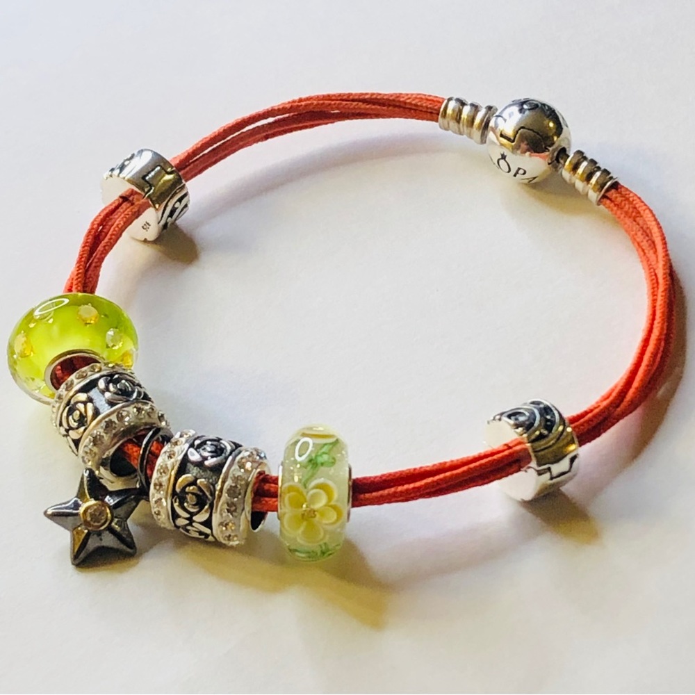Pandora Multi Strand Bracelet with Sterling Silver Charms